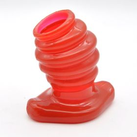 Water Soluble TPR Pendant Chastity Lock Butt Plug Rear Field Bolt Product (Color: Red)