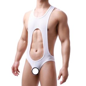 Men's Sculpting Fine Mesh Breathable One Piece Underwear For Men (Option: White-2XL)