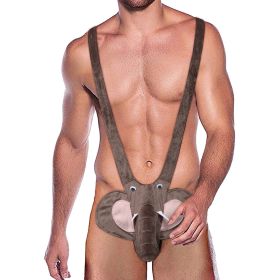 Men's  Elephant Face Gift Mankini T-back Underwear (Option: Gray-Free Size)