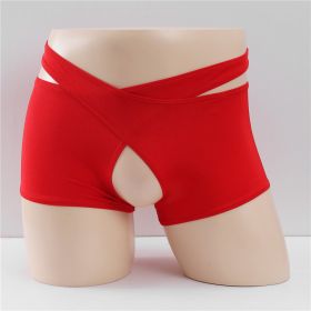 Cross Open Crotch Men's Underwear (Option: Red-Free Size)